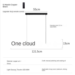 Italian Copper - Glass Ribbon Chandelier-Chandeliers