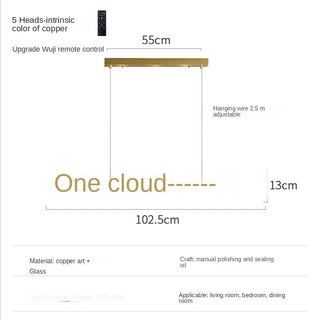 Italian Copper - Glass Ribbon Chandelier-Chandeliers