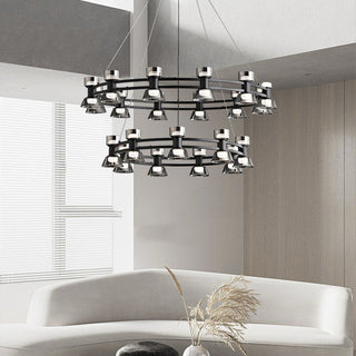 Italian Copper - Glass Ribbon Chandelier-Chandeliers