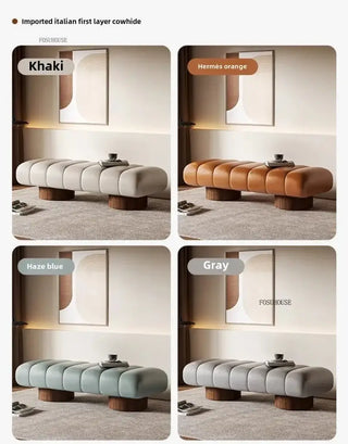 Italian Design Shoe Changing Bench with Wooden Base-Benches