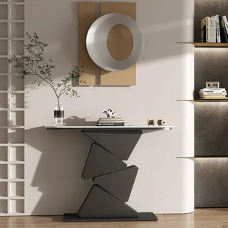 Italian Geometric Slate Console Table-Console Tables
