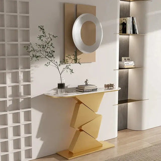 Italian Geometric Slate Console Table-Console Tables