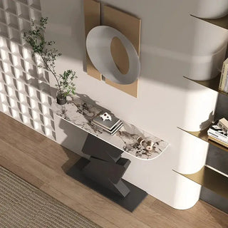 Italian Geometric Slate Console Table-Console Tables