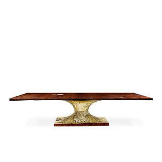 Italian Hourglass Solid Wood Brass Dining Table Set-Dining Tables