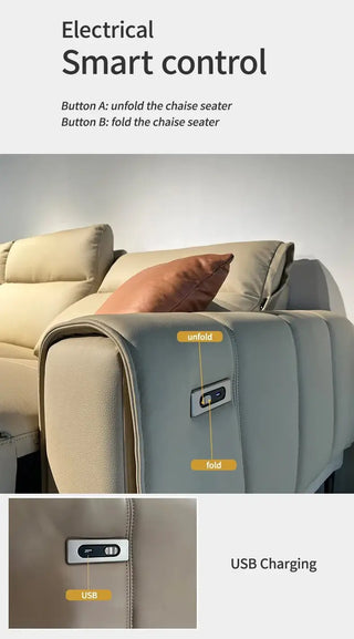 Italian Leather Sectional Sofa Set with Recliner-Sofa Set