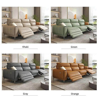 Italian Leather Sectional Sofa Set with Recliner-Sofa Set
