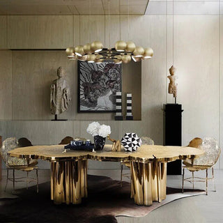 Italian Light Luxury Brass Dining Table-Dining Tables
