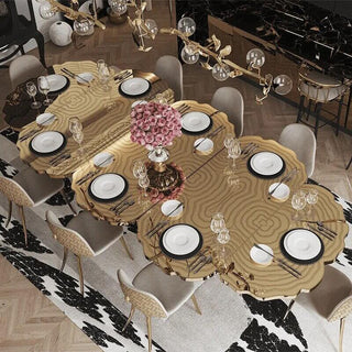 Italian Light Luxury Brass Dining Table-Dining Tables