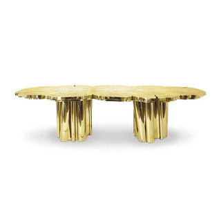 Italian Light Luxury Brass Dining Table-Dining Tables