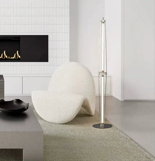 Italian Minimalist Floor Lamp – Glass Shade with Stainless Steel Base