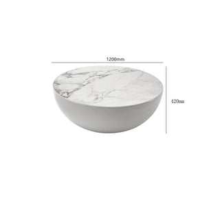 Italian Minimalist Round White Marble Coffee Table-GraffitiWallArt