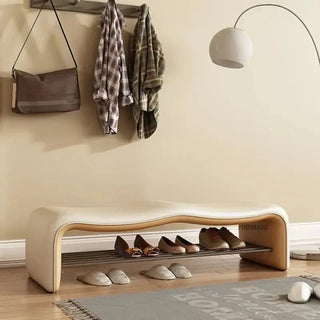 Italian Minimalist Shoe Changing Bench – Leather Upholstery-Benches