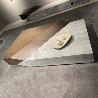 Italian Style Luxury Marble & Wood Coffee Table-Coffee Table