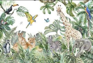 Jungle Friends Mix Gathering Wallpaper Mural-Kids Room Wallpaper