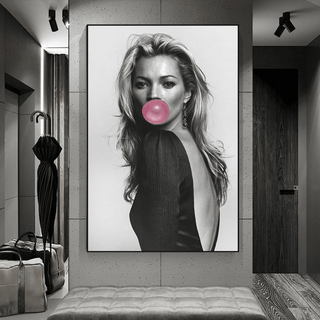 Kate Moss Fashion Model Chewing Gum Canvas Wall Art-Kate Moss Art