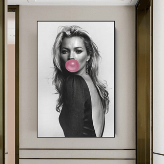 Kate Moss Fashion Model Chewing Gum Canvas Wall Art-Kate Moss Art
