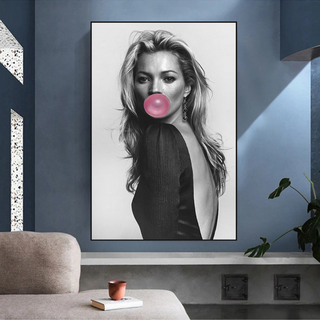 Kate Moss Fashion Model Chewing Gum Canvas Wall Art-Kate Moss Art