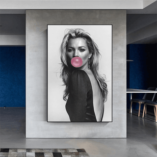 Kate Moss Fashion Model Chewing Gum Canvas Wall Art-Kate Moss Art