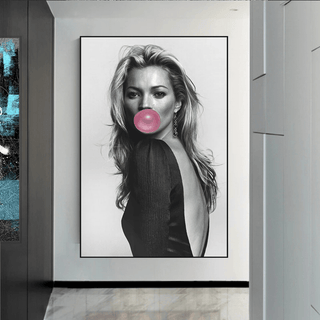 Kate Moss Fashion Model Chewing Gum Canvas Wall Art-Kate Moss Art
