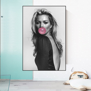 Kate Moss Fashion Model Chewing Gum Canvas Wall Art-Kate Moss Art