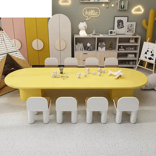Kids Kindergarten Dining Table Set – Durable Veneer Finish for Nursery Use