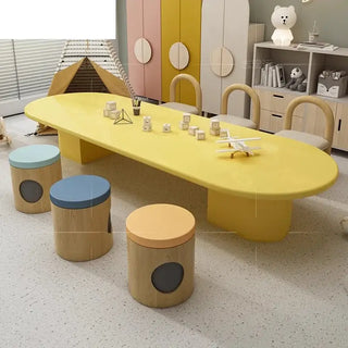 Kids Kindergarten Dining Table Set – Durable Veneer Finish for Nursery Use