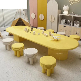 Kids Kindergarten Dining Table Set – Durable Veneer Finish for Nursery Use