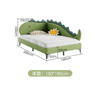 Kids Room Dino Bed with Storage – Solid Wood Frame PVC Finish-Kids Furniture