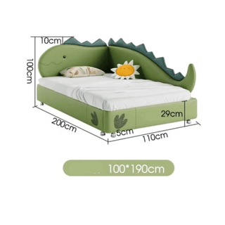 Kids Room Dino Bed with Storage – Solid Wood Frame PVC Finish-Kids Furniture