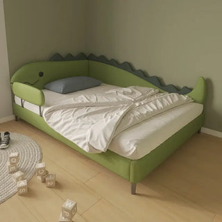 Kids Room Dino Bed with Storage – Solid Wood Frame PVC Finish-Kids Furniture