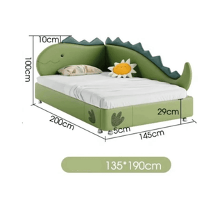 Kids Room Dino Bed with Storage – Solid Wood Frame PVC Finish-Kids Furniture
