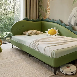 Kids Room Dino Bed with Storage – Solid Wood Frame PVC Finish-Kids Furniture