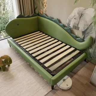 Kids Room Dino Bed with Storage – Solid Wood Frame PVC Finish-Kids Furniture