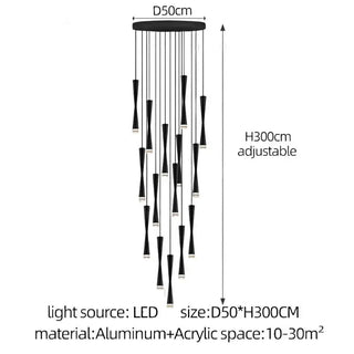 LED Attic Bend Tubes Chandelier Lighting-Staircase Chandeliers