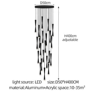 LED Attic Bend Tubes Chandelier Lighting-Staircase Chandeliers