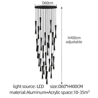 LED Attic Bend Tubes Chandelier Lighting-Staircase Chandeliers