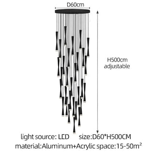 LED Attic Bend Tubes Chandelier Lighting-Staircase Chandeliers