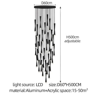 LED Attic Bend Tubes Chandelier Lighting-Staircase Chandeliers