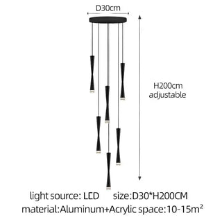 LED Attic Bend Tubes Chandelier Lighting-Staircase Chandeliers
