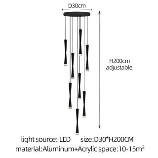 LED Attic Bend Tubes Chandelier Lighting-Staircase Chandeliers