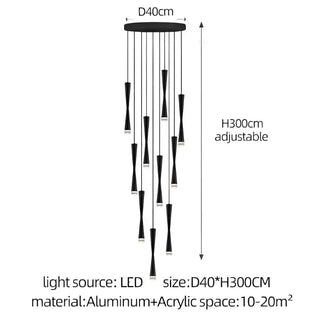LED Attic Bend Tubes Chandelier Lighting-Staircase Chandeliers