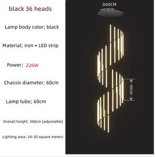 LED Bars Staircase Chandelier: Illuminate Your Space-Chandeliers