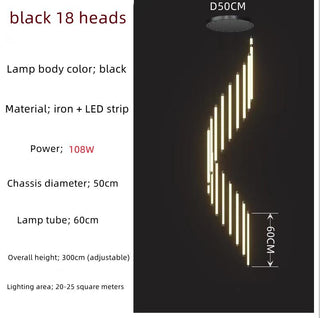 LED Bars Staircase Chandelier: Illuminate Your Space-Chandeliers