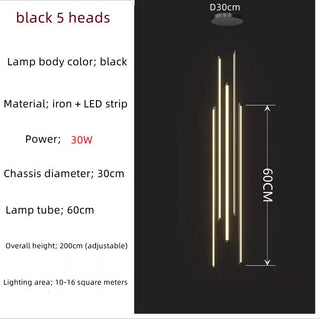 LED Bars Staircase Chandelier: Illuminate Your Space-Chandeliers