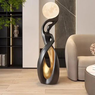 Lady of Globe Artistic Floor Lamp – Iron Body, Self-Contained Installation-Lamps
