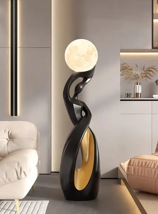Lady of Globe Artistic Floor Lamp – Iron Body, Self-Contained Installation-Lamps