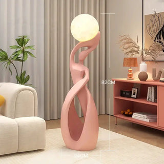 Lady of Globe Artistic Floor Lamp – Iron Body, Self-Contained Installation-Lamps