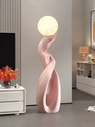 Lady of Globe Artistic Floor Lamp – Iron Body, Self-Contained Installation-Lamps