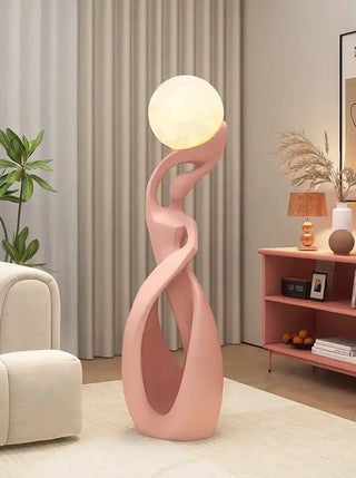 Lady of Globe Artistic Floor Lamp – Iron Body, Self-Contained Installation-Lamps