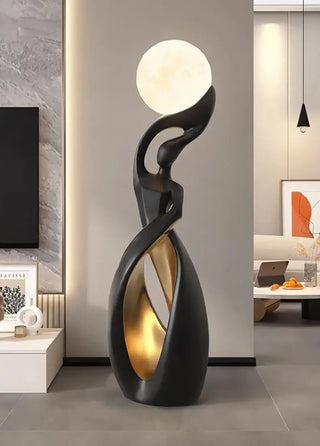 Lady of Globe Artistic Floor Lamp – Iron Body, Self-Contained Installation-Lamps